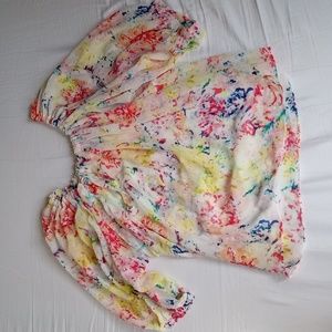 CAbi In Case sheer watercolor top with tie neckline style #826